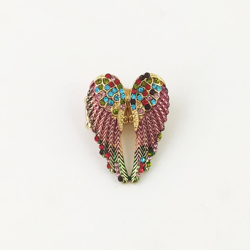 Wholesale Diamond-studded 3D Angel Wings Adjustable Vintage Ring